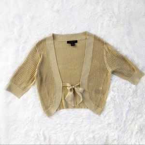 August Silk Knits Beige/Gold Coverup Tie Front Top